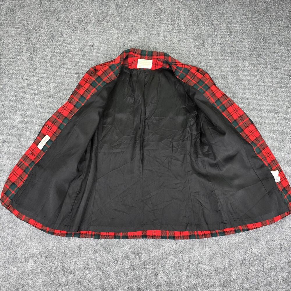 Vintage Pendleton Blazer Womens Medium Red Plaid Tartan Virgin Wool Made USA - Picture 11 of 16